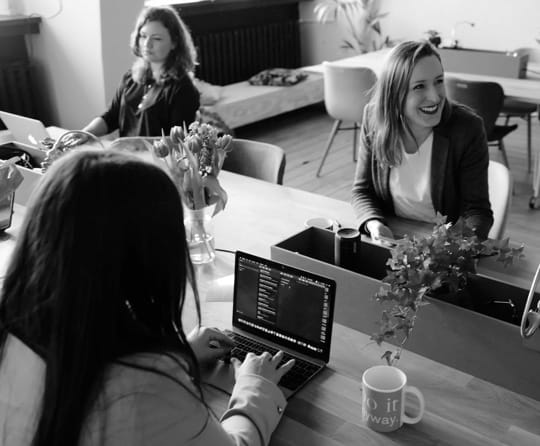 office workers using laptops